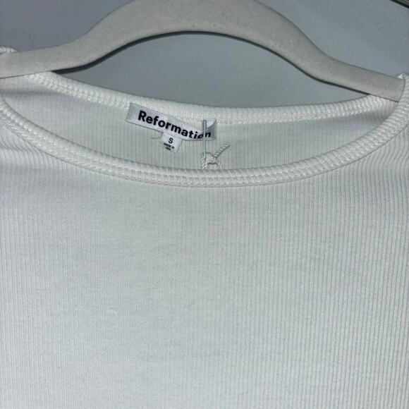Reformation Muse Ribbed Tee in Ivory – Size Small – New With Tags - Picture 12 of 15